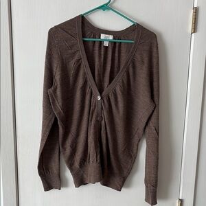 Loft Brown V-Neck Wool-blend Sweater